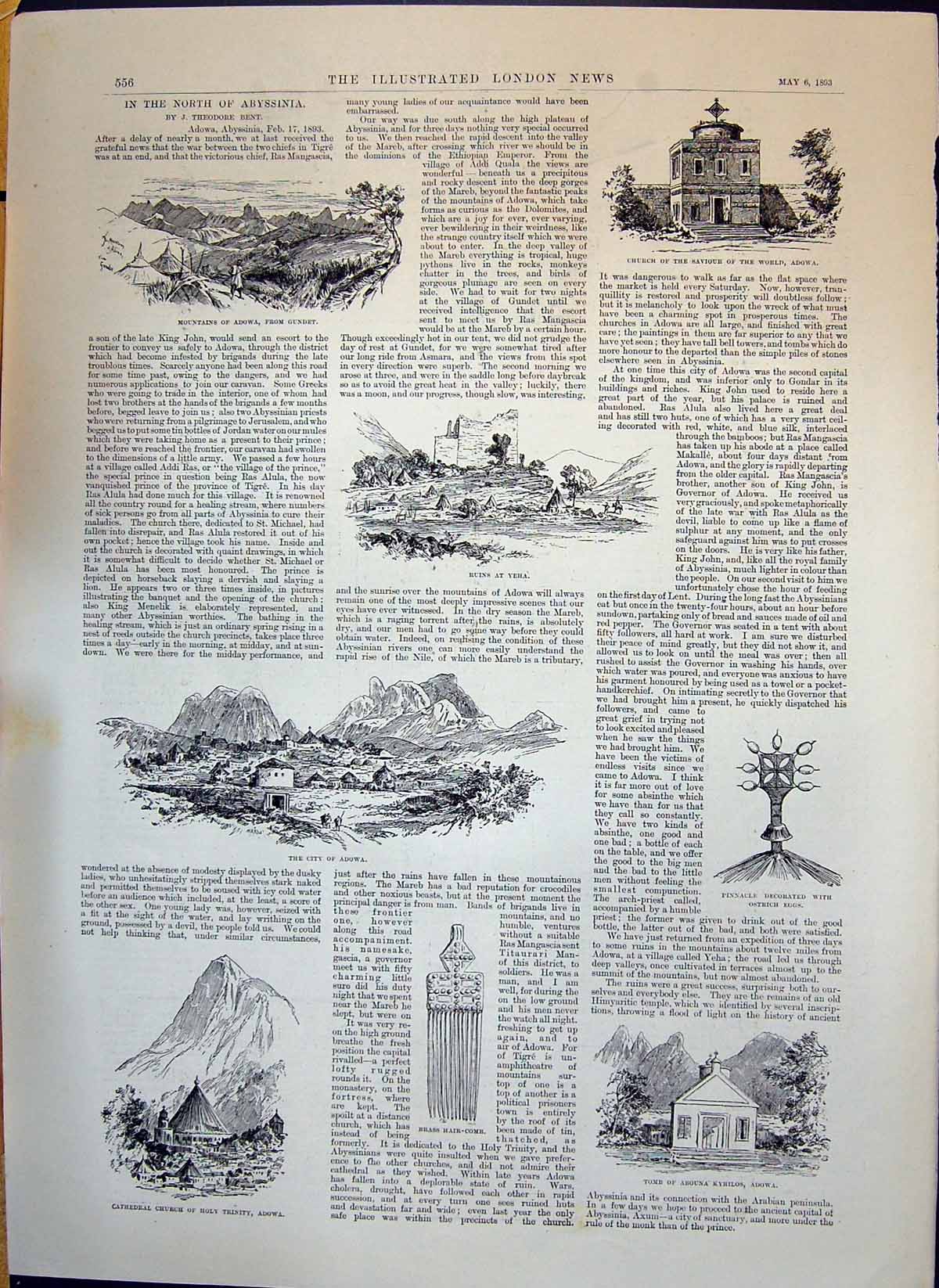 Old 1893 North Abyssinia Ruins Yeha Church Saviour Adowa Tomb Abouna Victorian