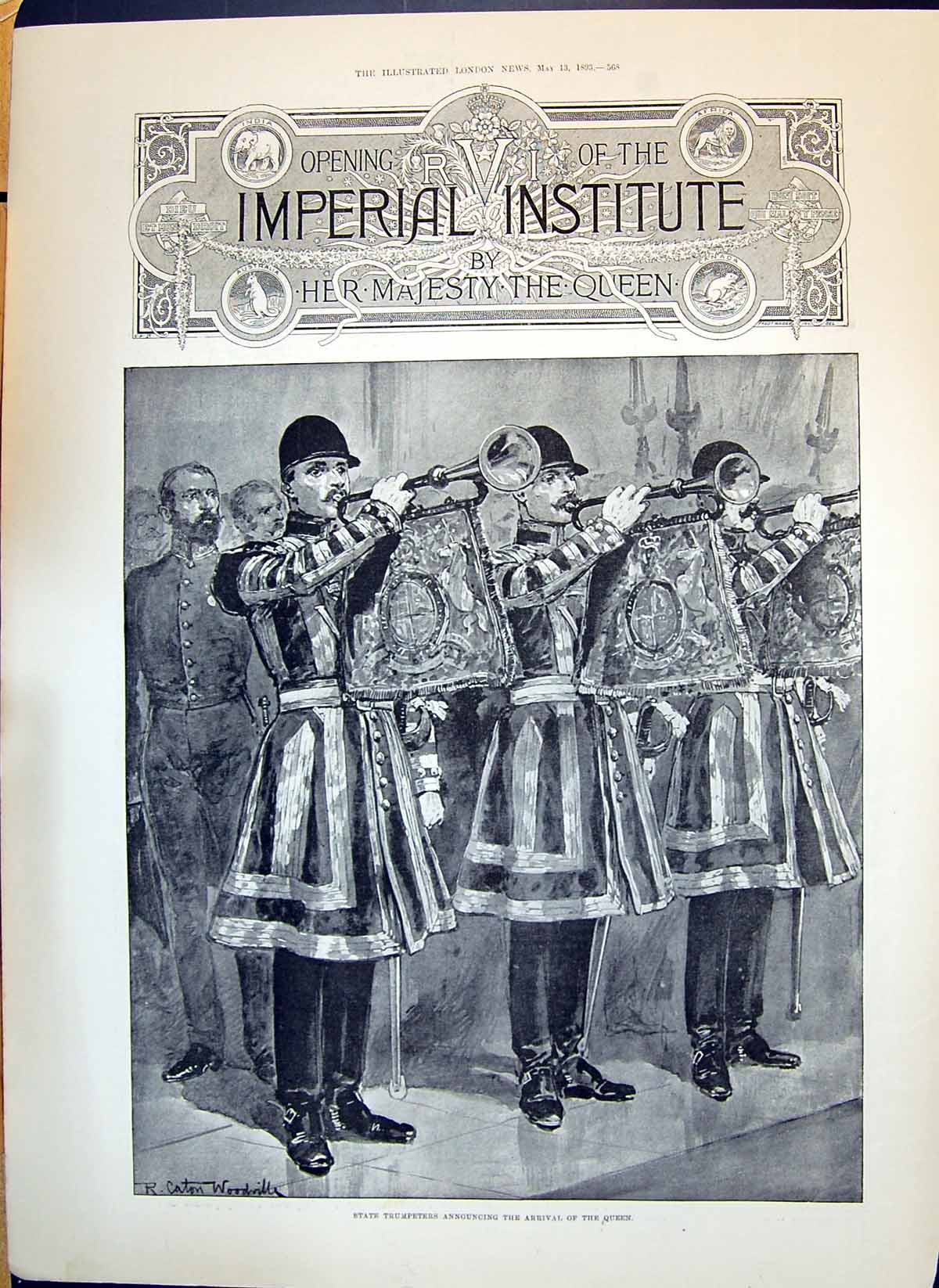 Old 1893 Opening Imperial Institute State Trumpeters Interior Princip Victorian