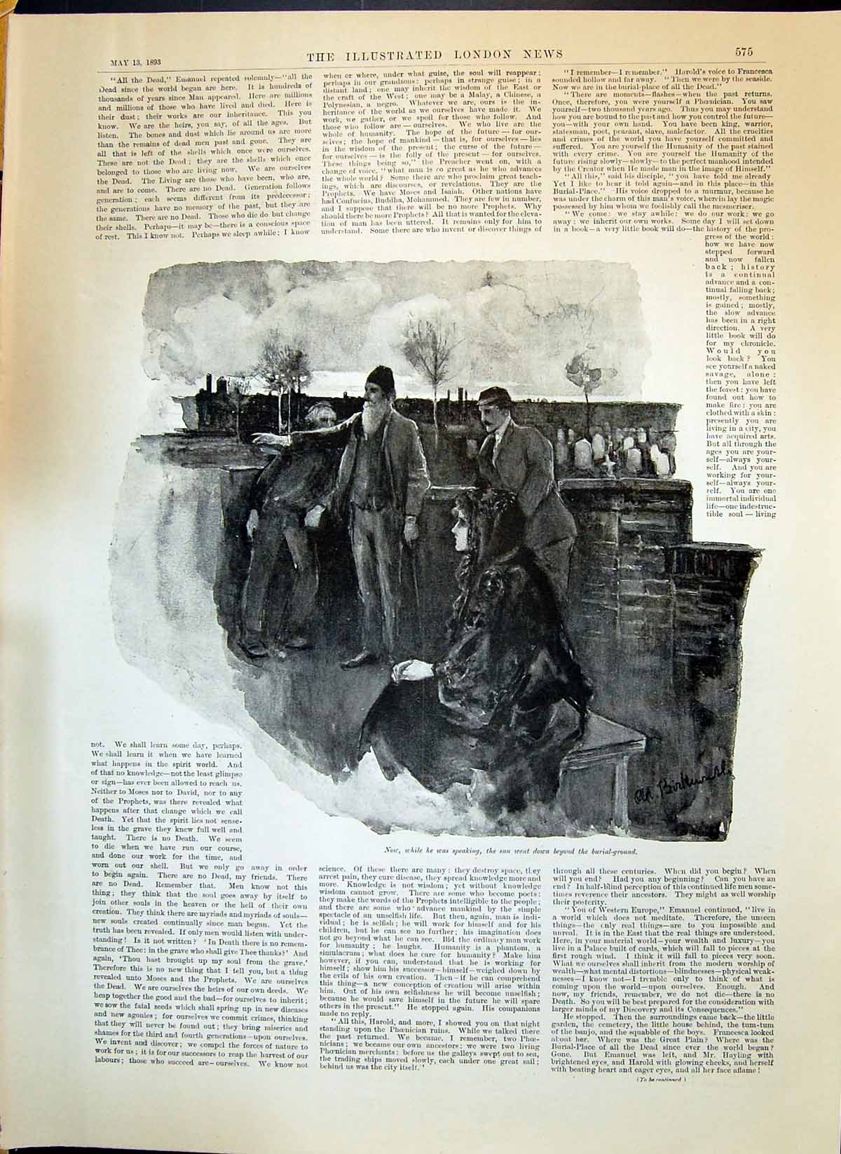 Old 1893 Graveyard Scene Betrothed Bride Duke York Princess May Duche Victorian