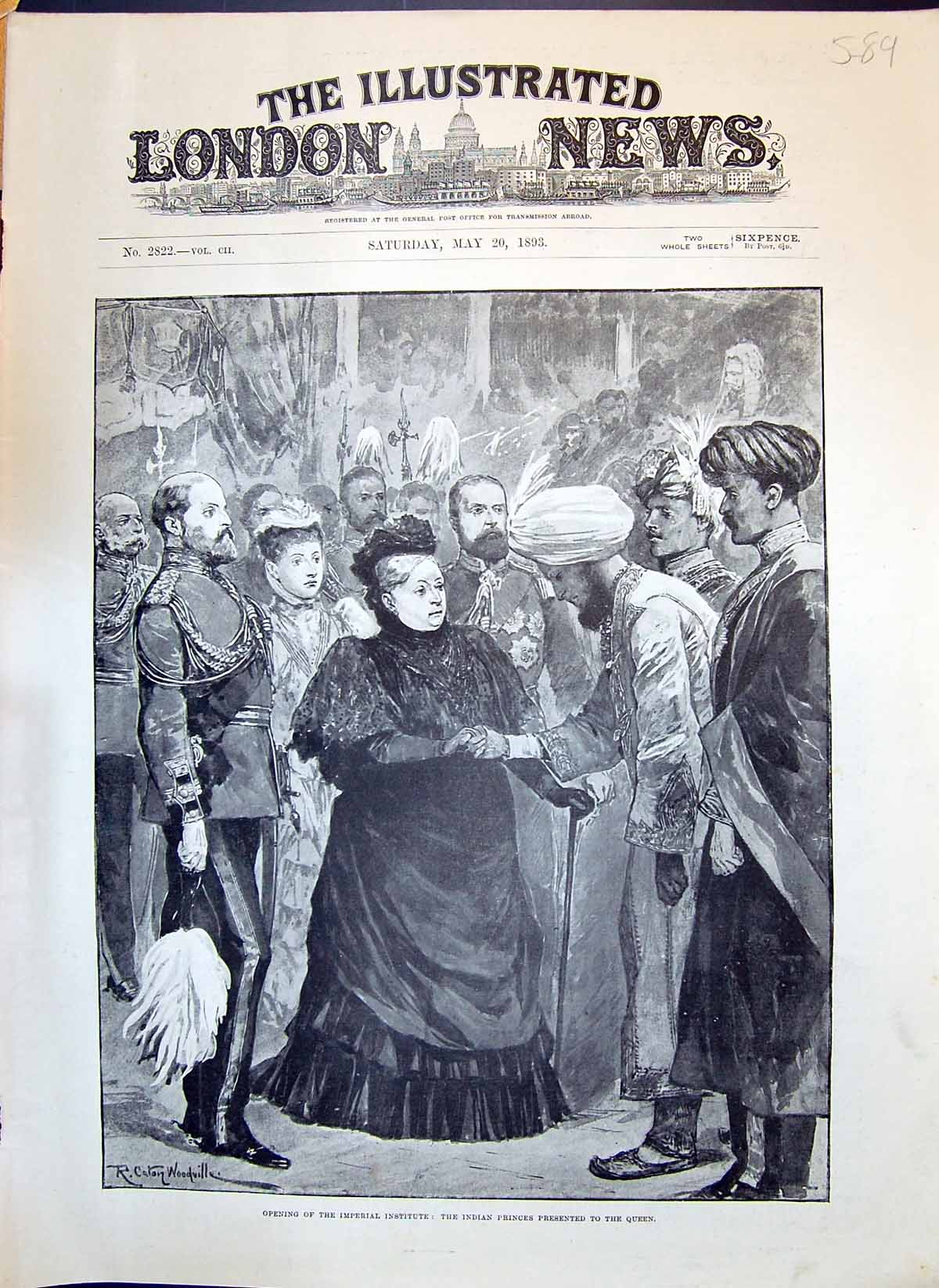 Old 1893 Opening Imperial Institute Indian Princes Presented Queen Wo Victorian