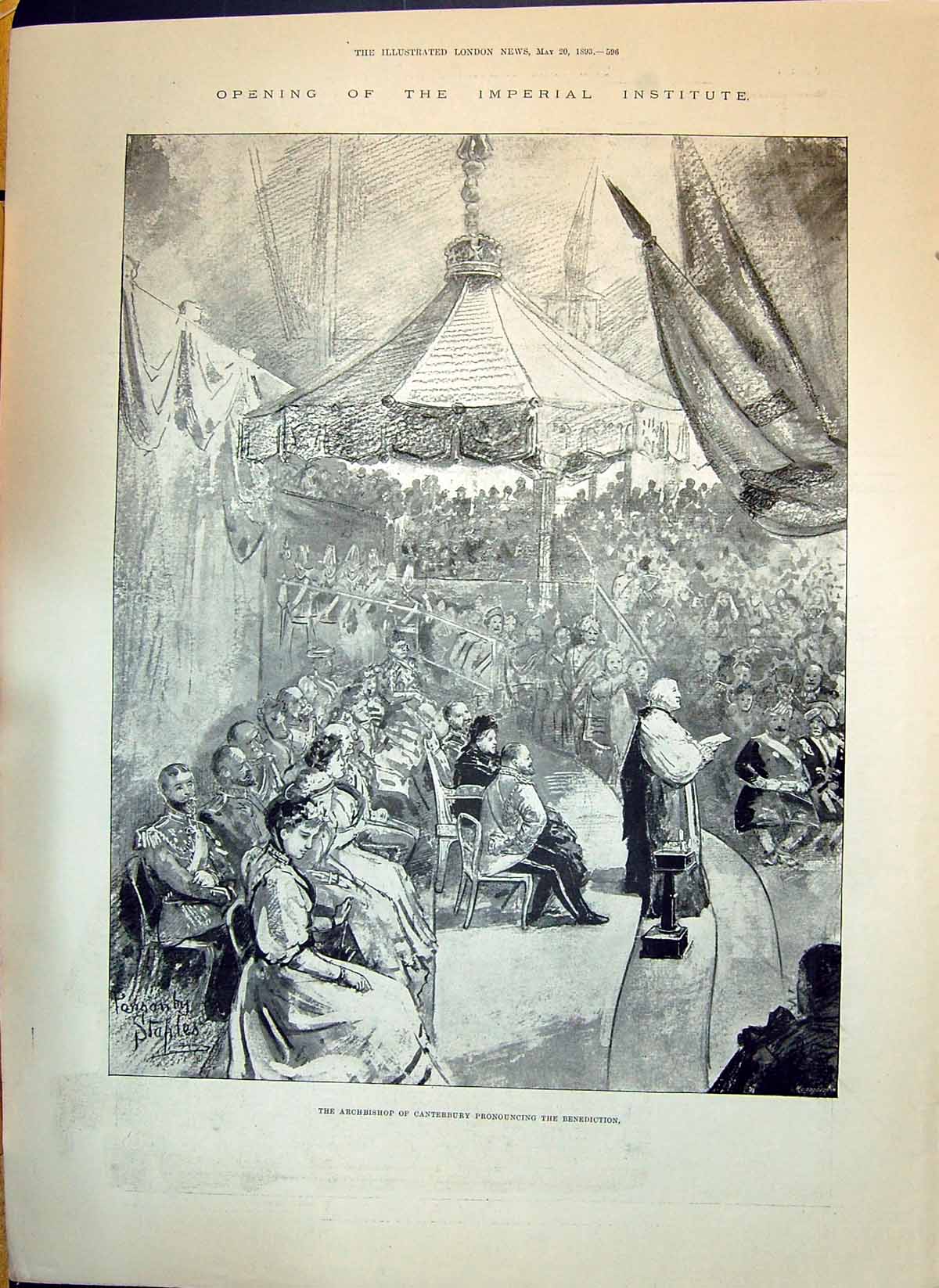 Old 1893 Archbishop Canterbury Benediction Imperial Institute Ship Cu Victorian