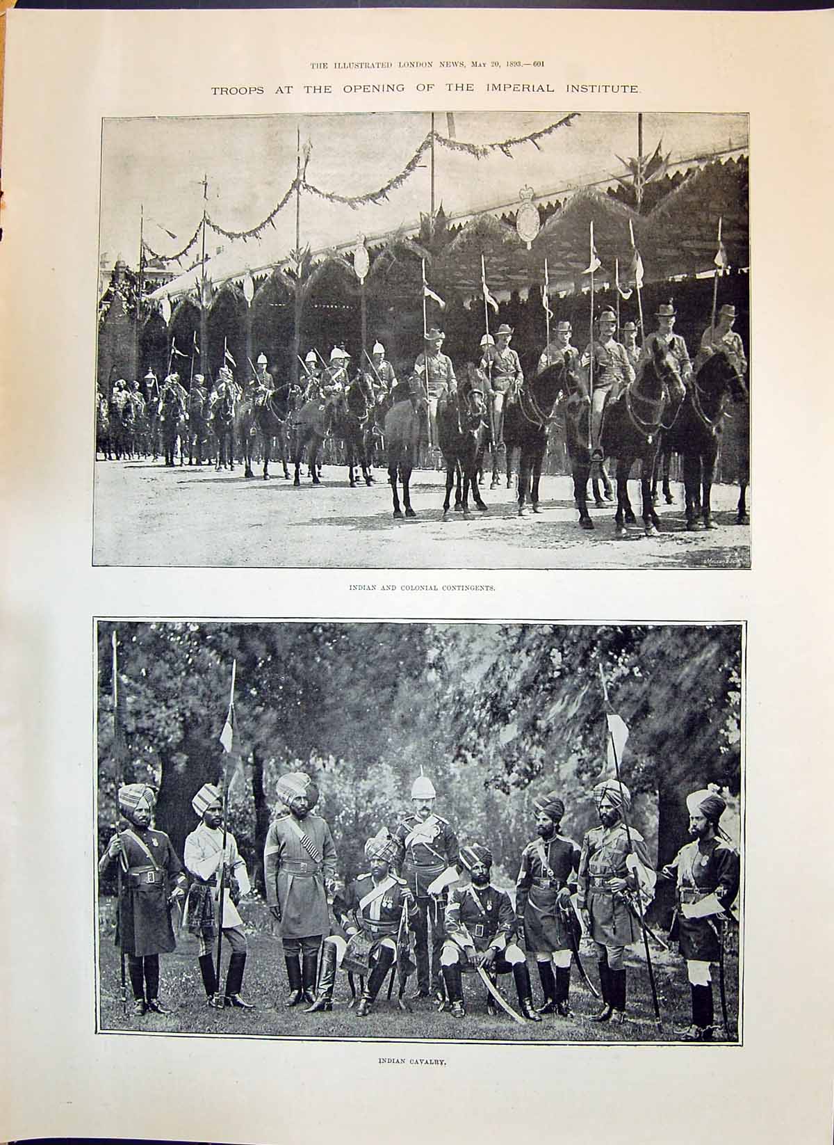 Old 1893 Indian Colonial Contingents Troops Opening Imperial Institut Victorian