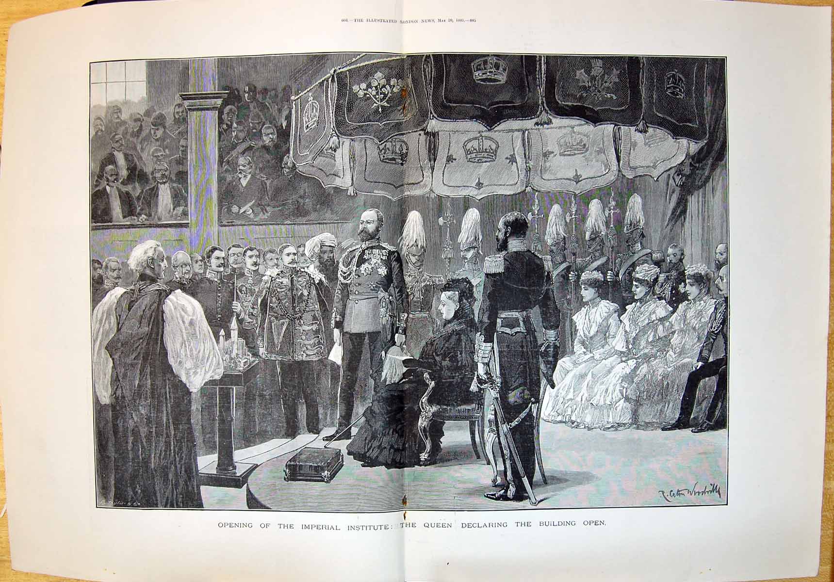 Old 1893 Opening Imperial Institute Scene Queen Declaring Building Op 19th