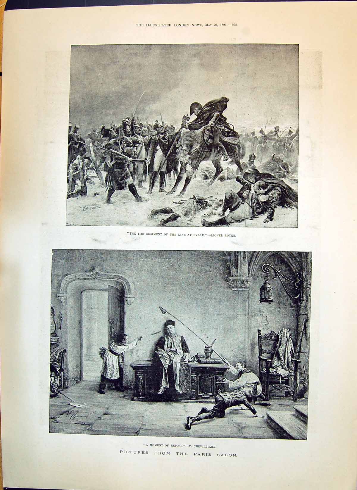 Old Print 1893 War Siers Eylau Royer Paris Salon Art Duke Veragua Chicag 19th