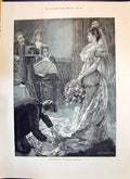 Original Old Antique Print 1893 Drawing-Room Scene Photographing Debutante Lady