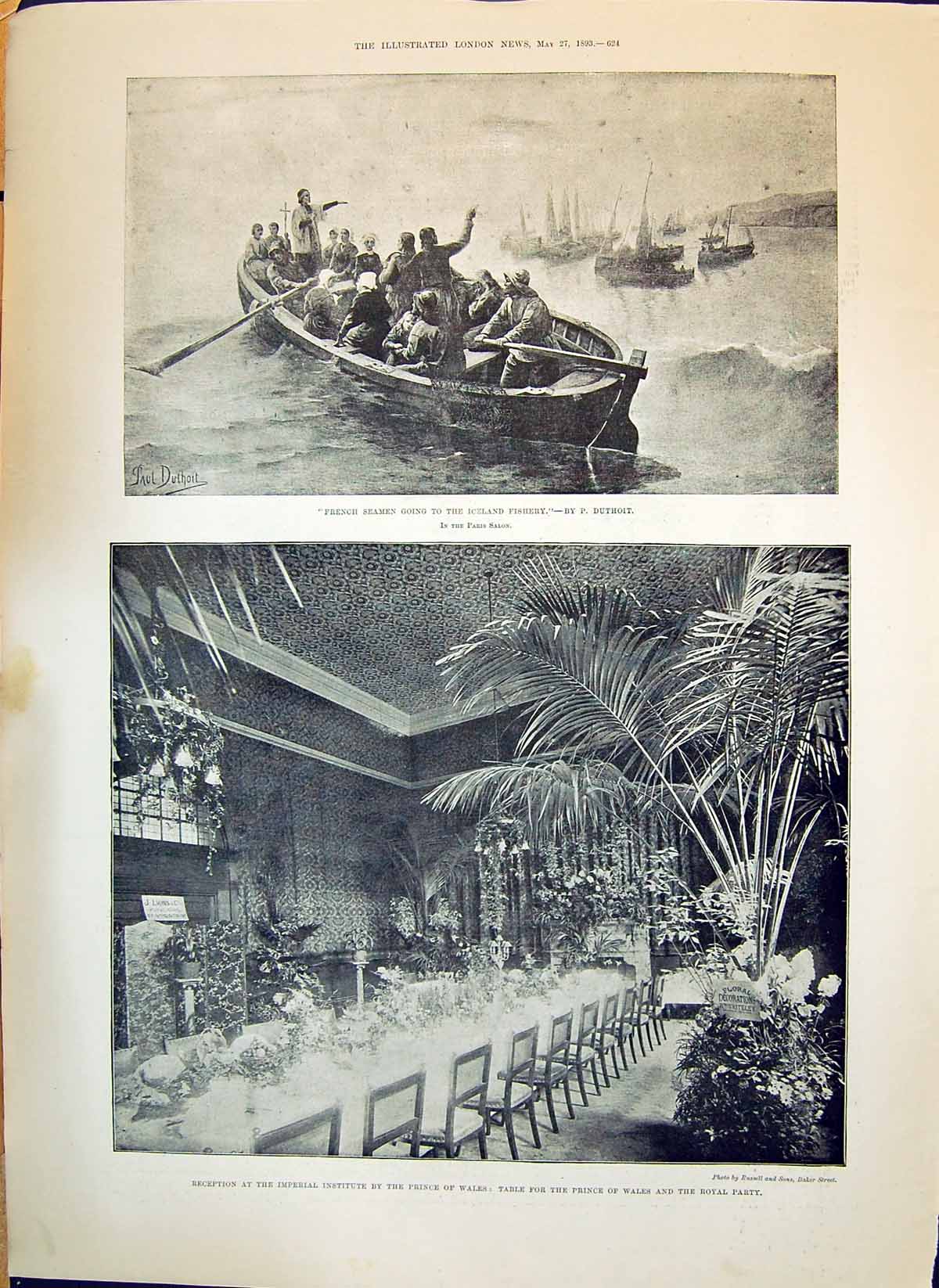Old 1893 French Seamen Iceland Fishery Prince Wales Imperial Institut Victorian