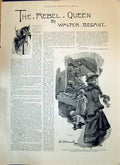 Old 1893 Story Illustration Rebel Queen Walter Besant Francesca Marke Victorian