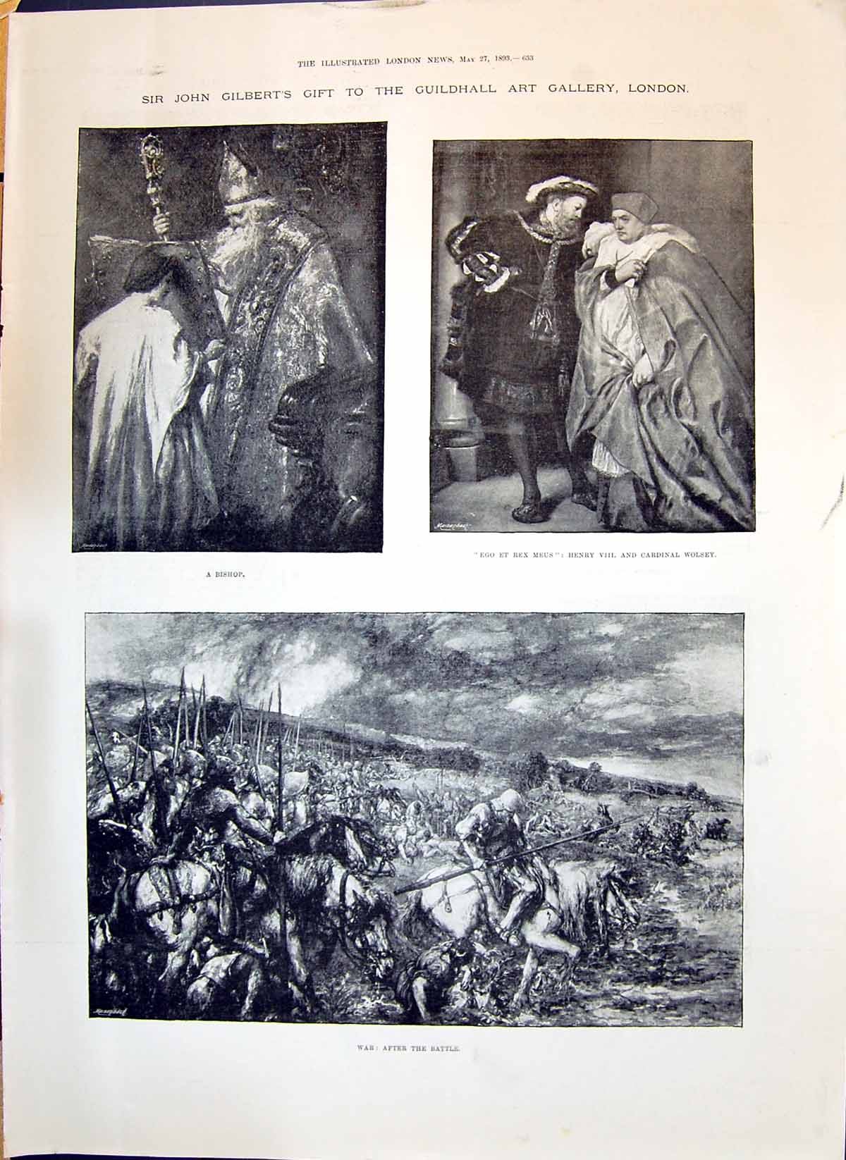 Old 1893 Gilbert Guildhall Bishop Henry Vii Wolsey War Battle Colerid Victorian