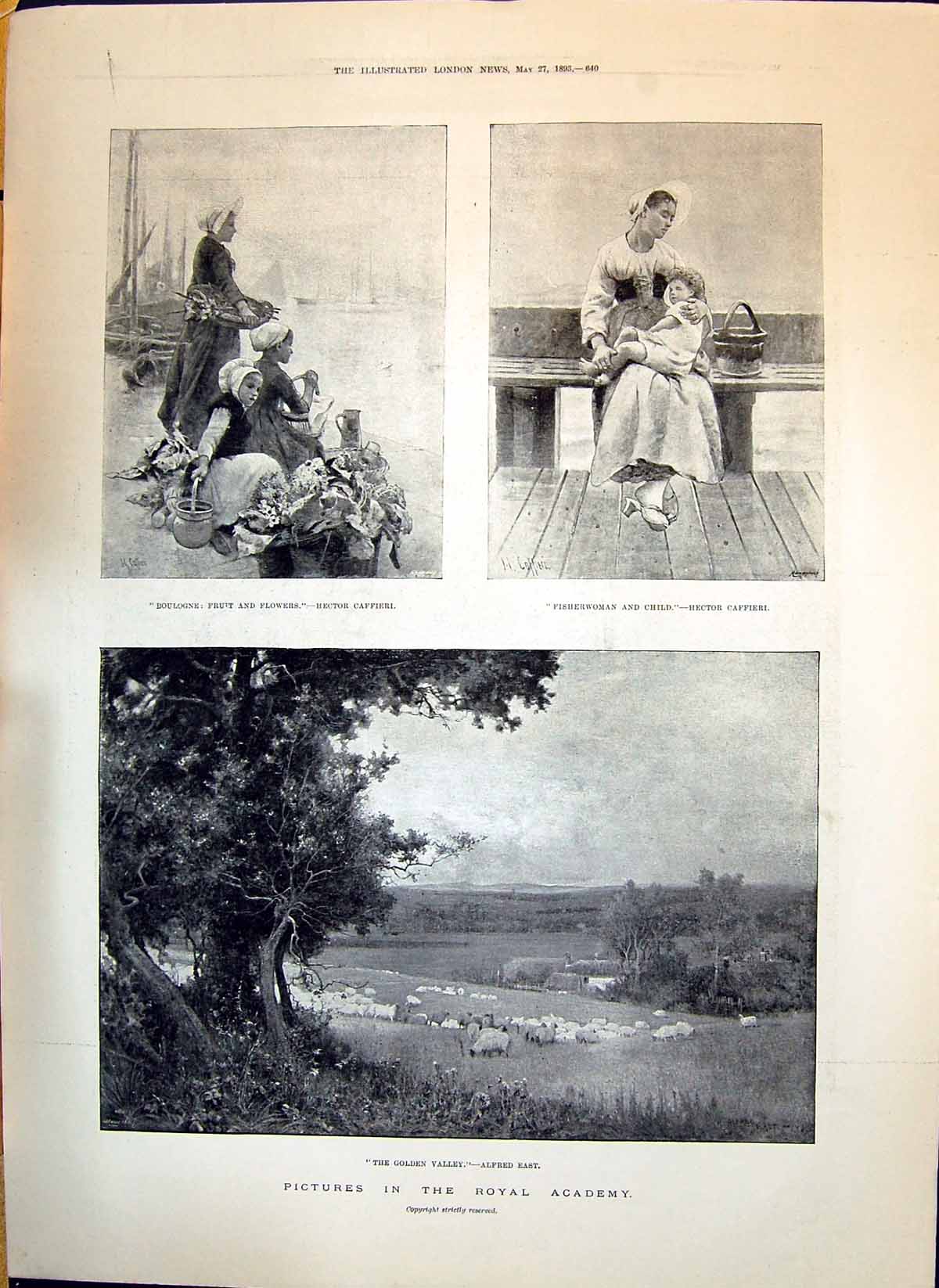 Old 1893 Royal Academy Boulogne Fisherwoman Sheep Valley Baron'S Cour Victorian