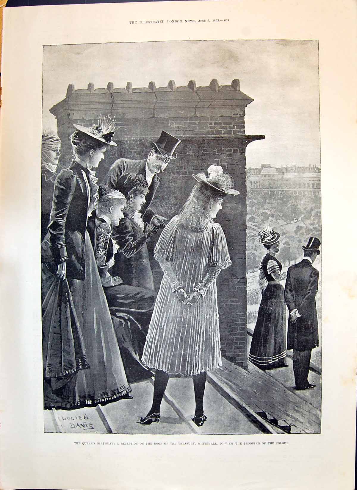 Old 1893 Queen Birthday Reception Rotreasury Whitehall Trooping Londo Victorian