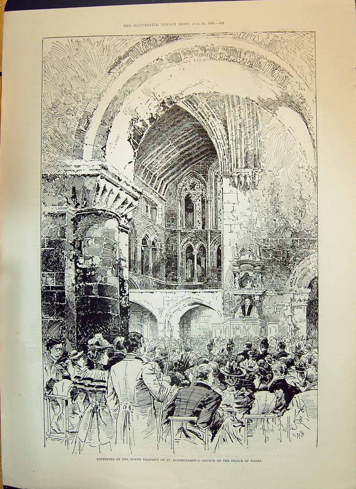 Old 1893 Transept Bartholomews Church Prince Wales United Service Ins Victorian