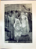 Original Old Antique Print 1893 Wedding Scene Flower Girl Lion Evening Thiede