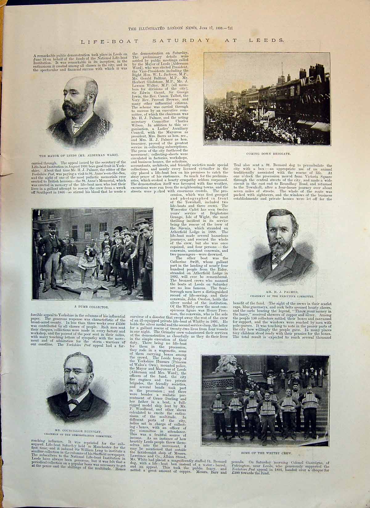 Old 1893 Life-Boat Leeds Mayor Ward Palmer Briggate Brindley Whitby K Victorian