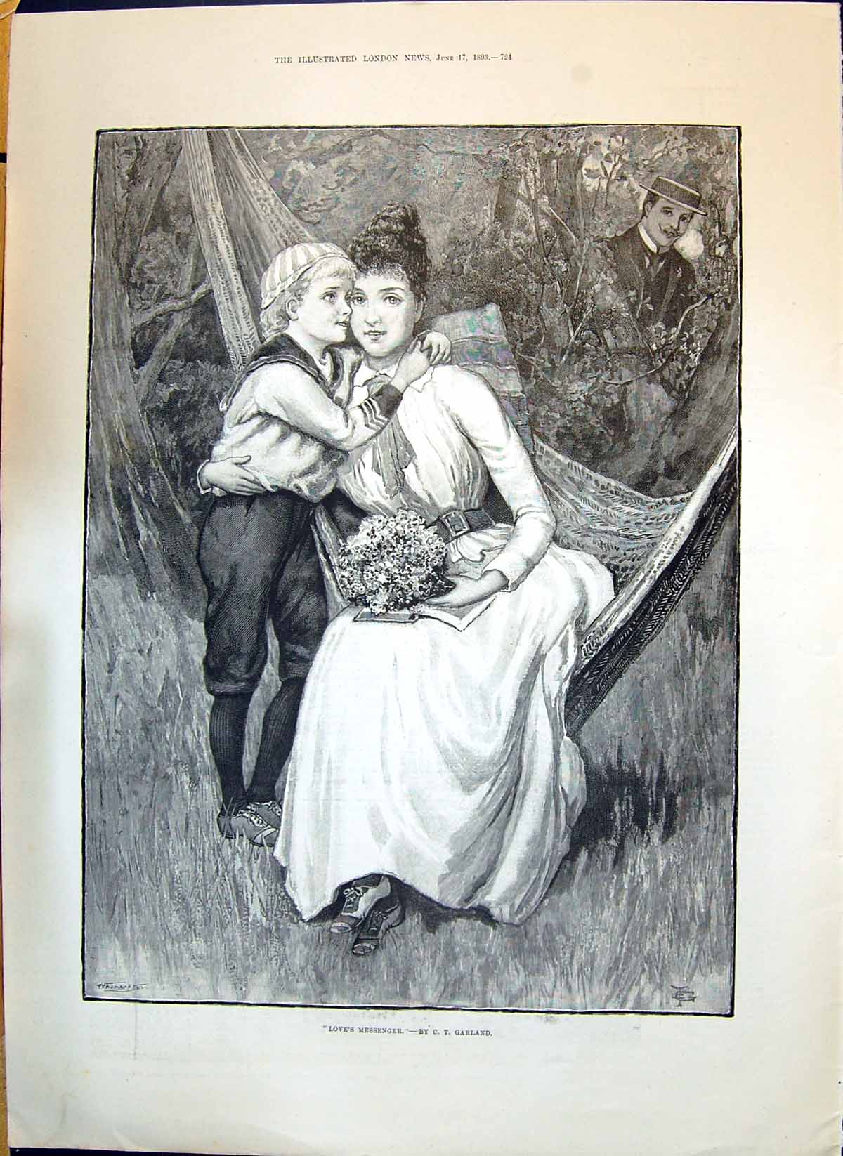 Old 1893 Romance Boy Flowers Music Saint-Saens Bruch Boito Tschaikows Victorian