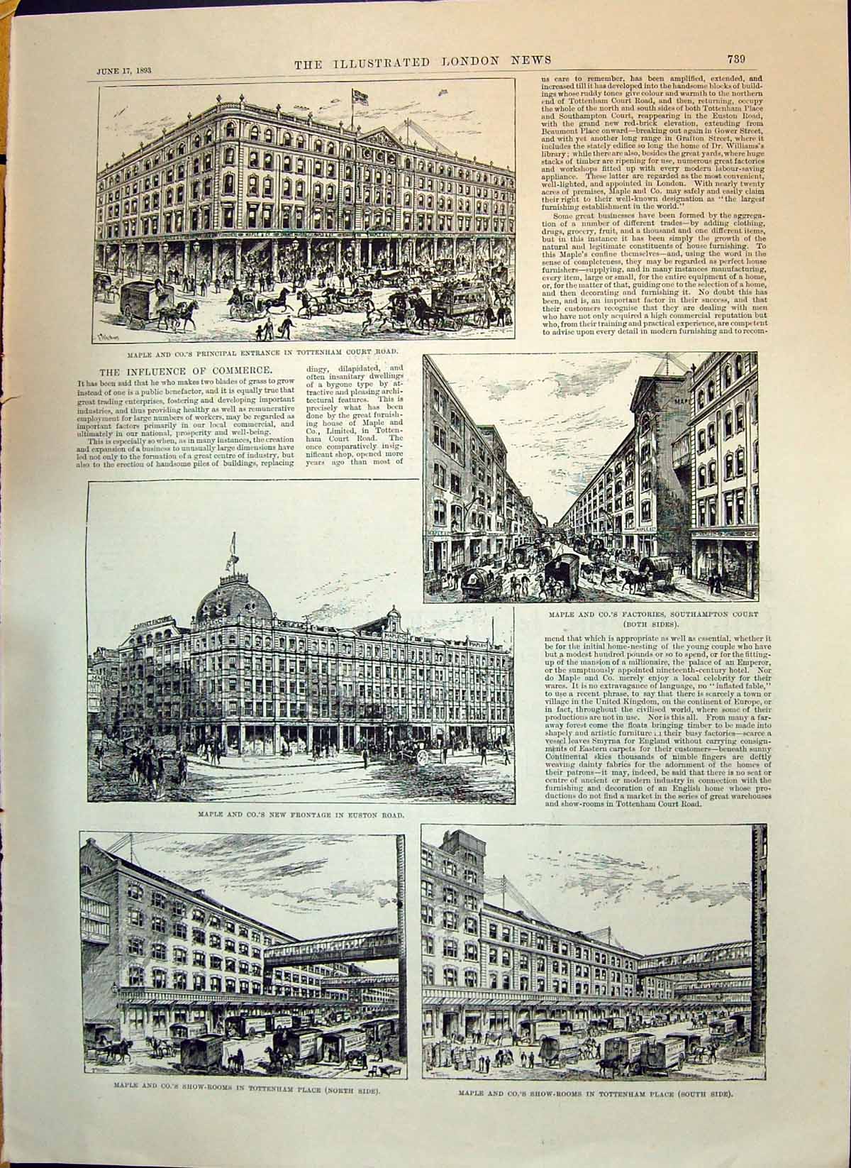 Old 1893 Maple Tottenham Court Factory Euston Industry Building Archi Victorian