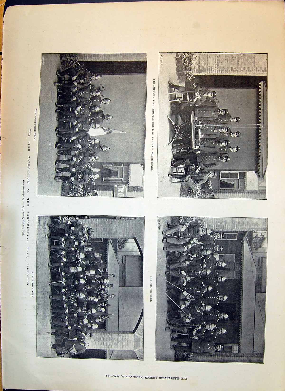 Old 1893 Fire Tournament Agricultural Hall Islington Firemen Oaks Eps Victorian
