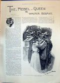 Old 1893 Illustration Story Rebel Queen Walter Besant Man Lady Romanc Victorian
