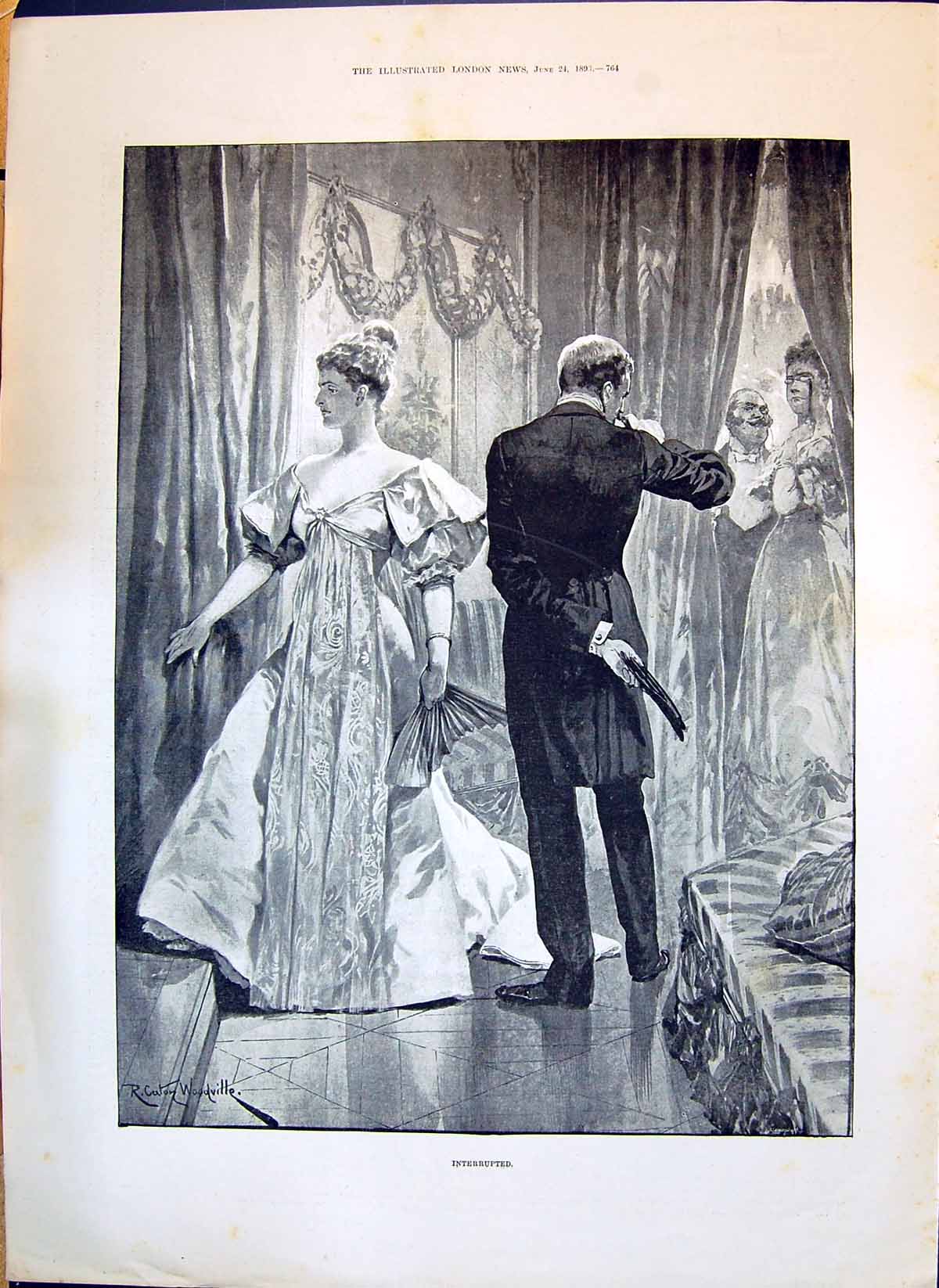 Antique Print 1893 Roman Man Lady Interrupted Woodville Maharajah Bhavnagar