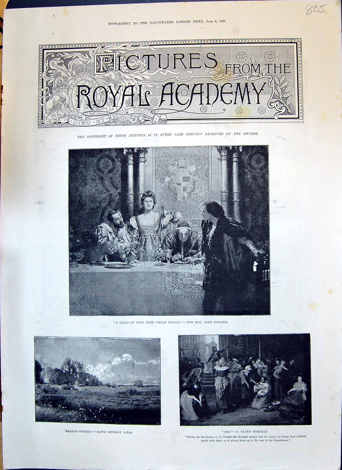 Old 1893 Royal Academy Art Caesar Borgia Collier Wirgman Murray Horse Victorian