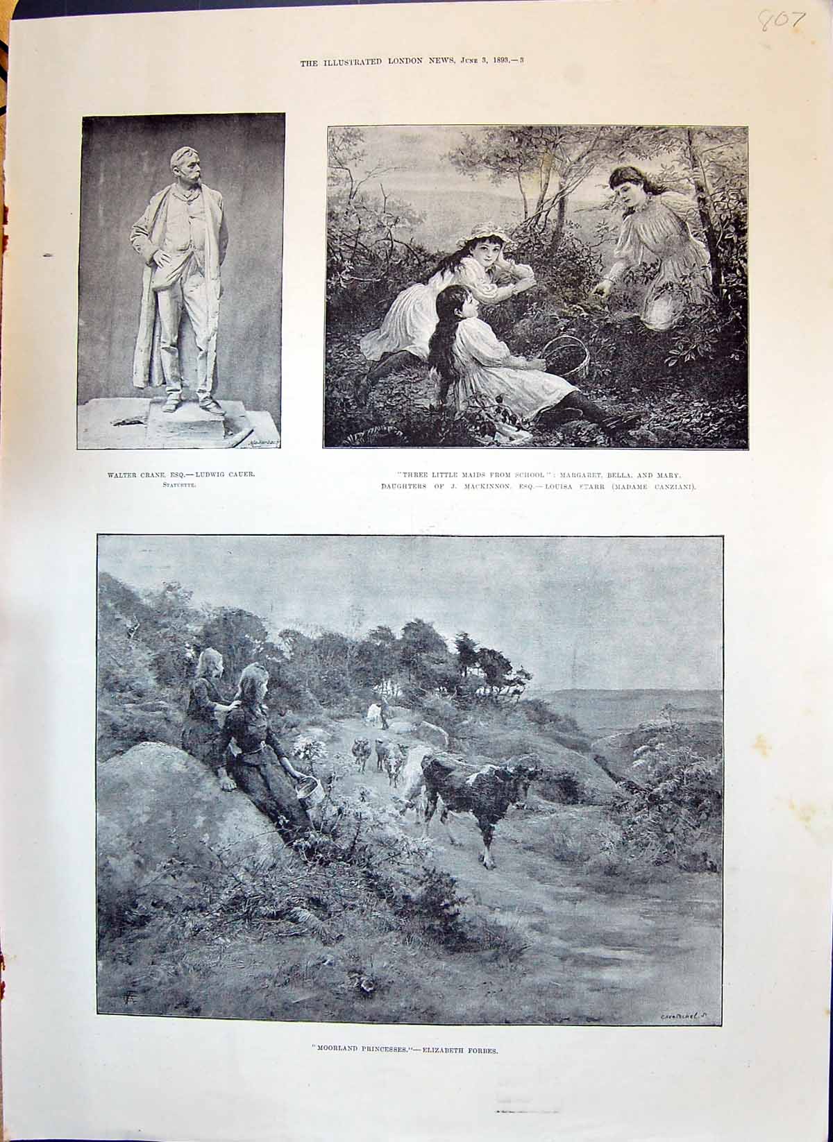Old 1893 Art Walter Crane Cauer Margaret Bella Mary Mackinnon Forbes Victorian