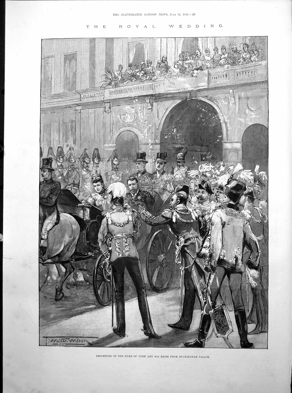 Antique Old Print Duke York Bride Buckingham Palace Queen Royal Wedding 1893 0