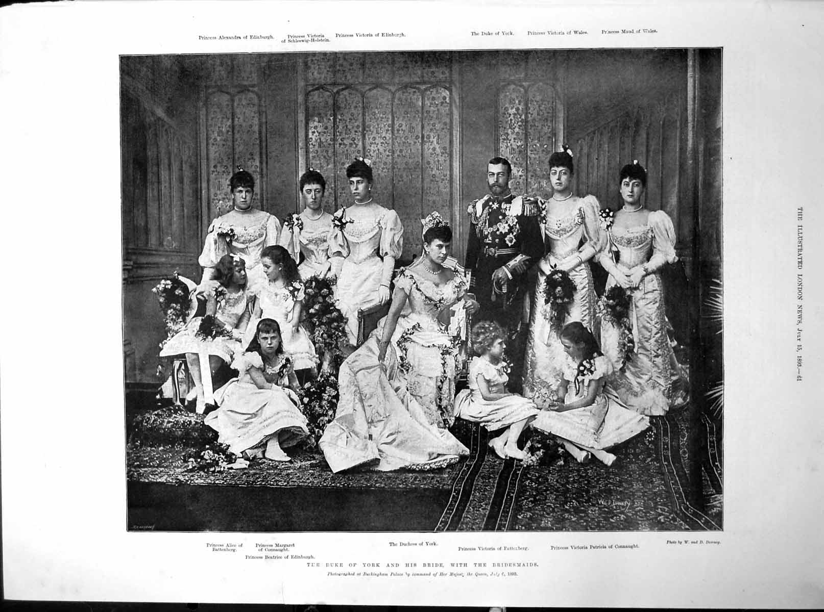 Antique Print Duke York Bride Bridesmaids Portraits French Ambassador 1893 0