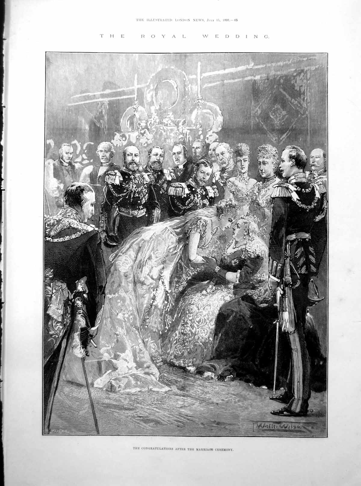 Antique Print After Marriage Ceremony Queen Royal Wedding Procession 1893 0 19th