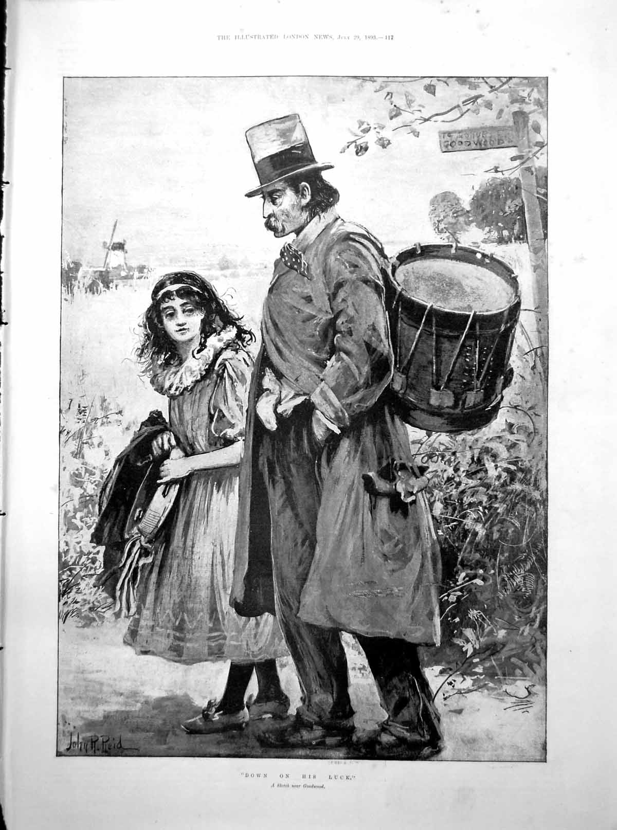 Old Print Down Luck Jr Jreid Musician Portraits Monument Inverness 1893 19th