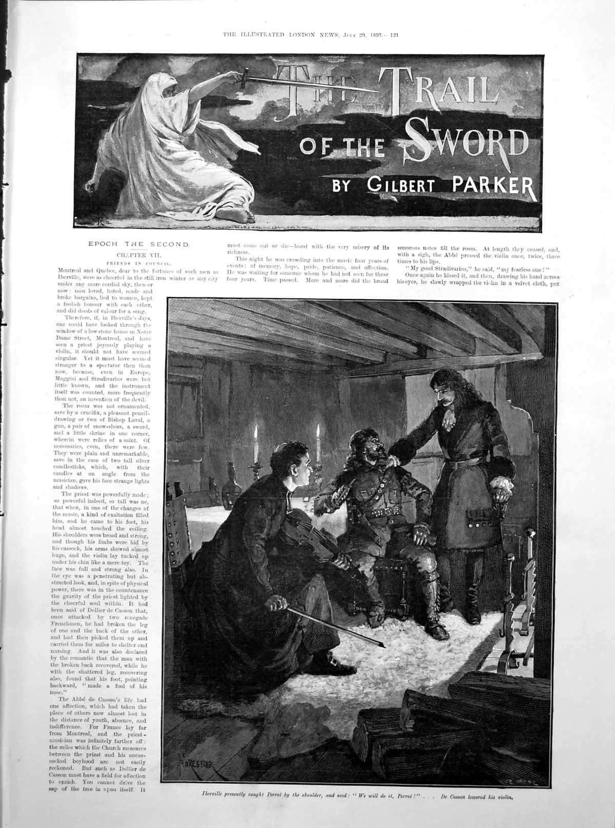 Antique Print Trail Sword Military Music Fireplace Dollier De Casson 1893 19th