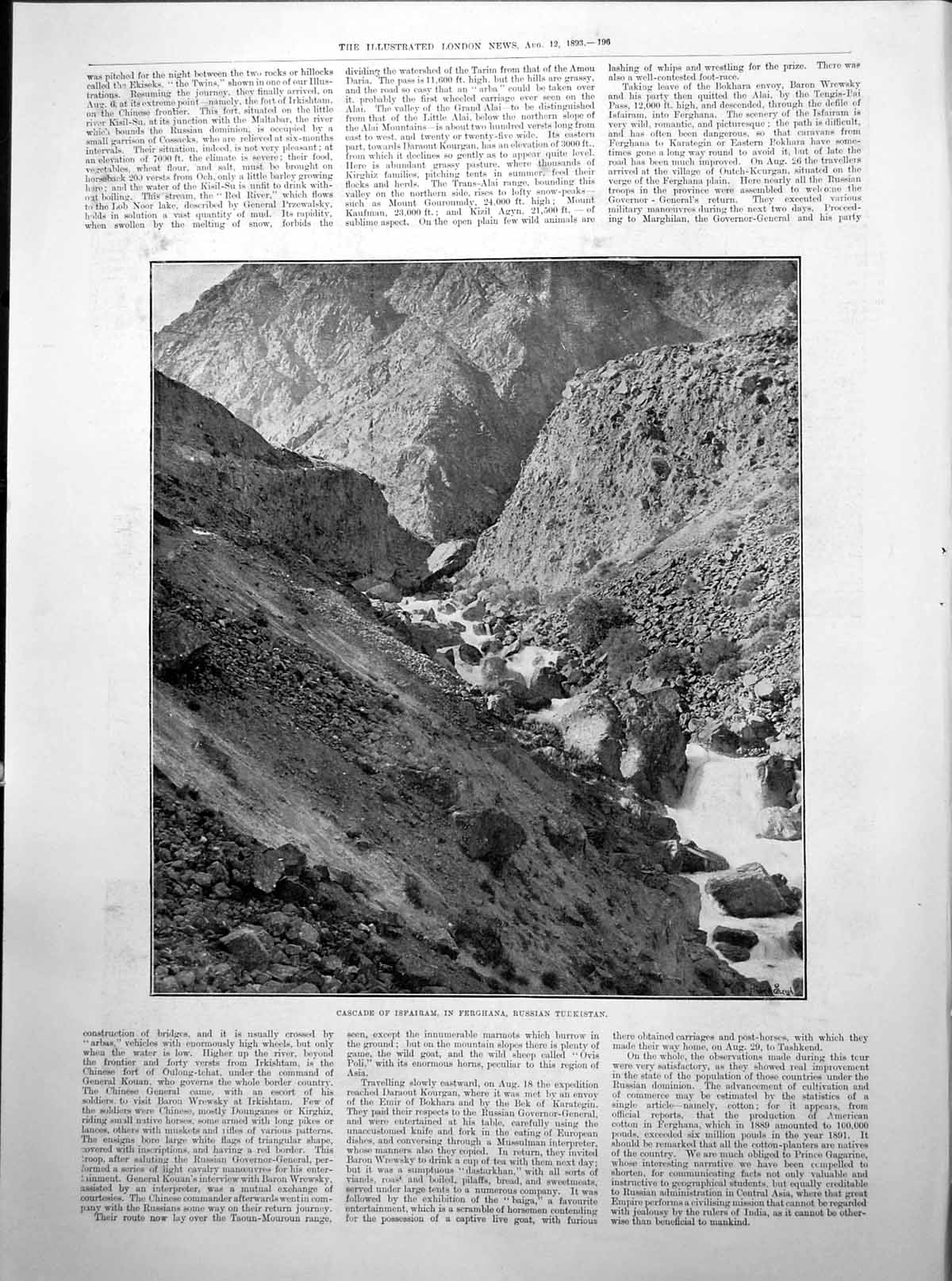 Old Cascade Isfairam Russian Turkistan Envoys Bokhara Karategin 1893Victorian
