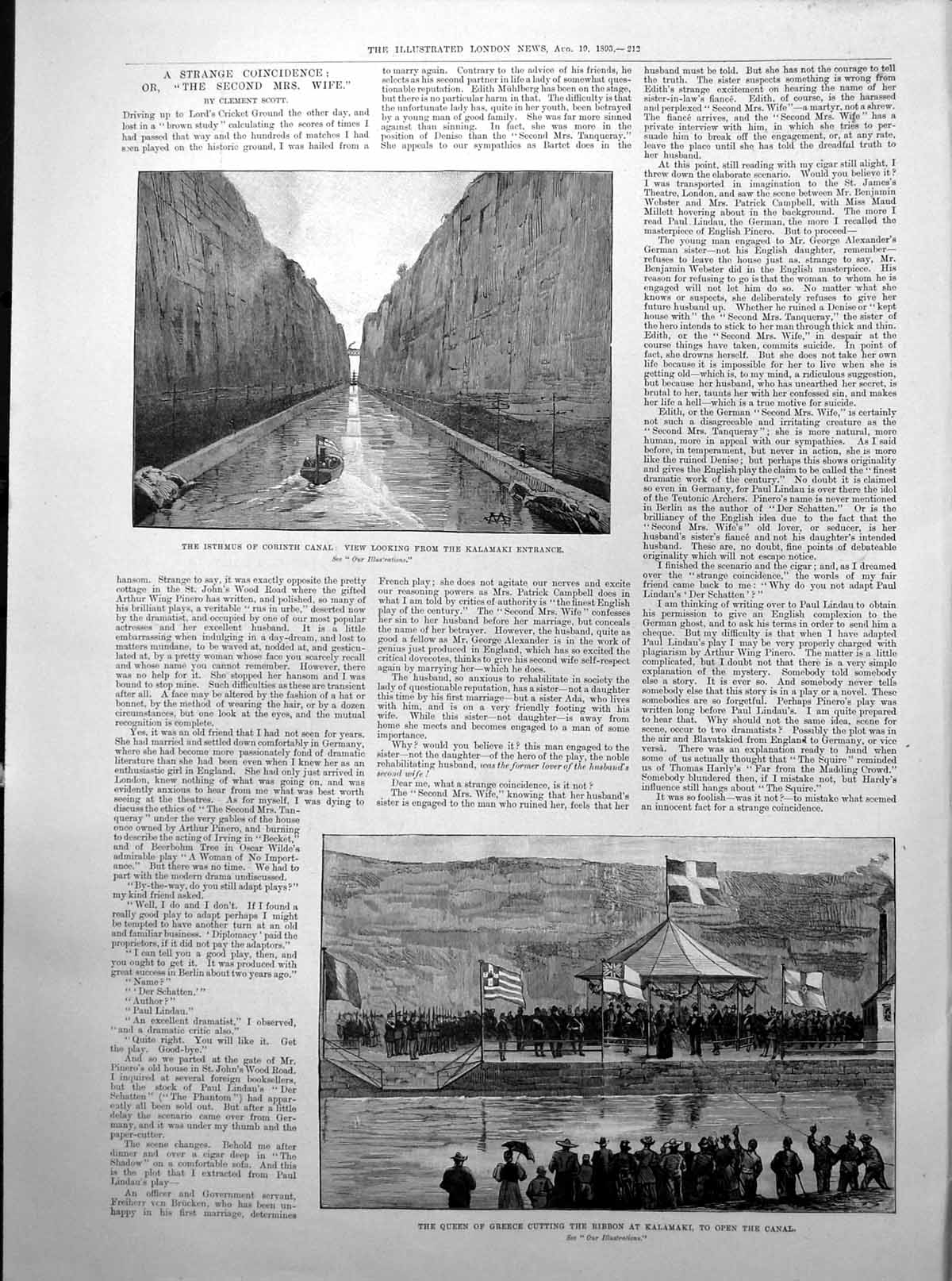 Antique Print Isthmus Corinth Canal Queen Greece Opens Duke Connaught 1893