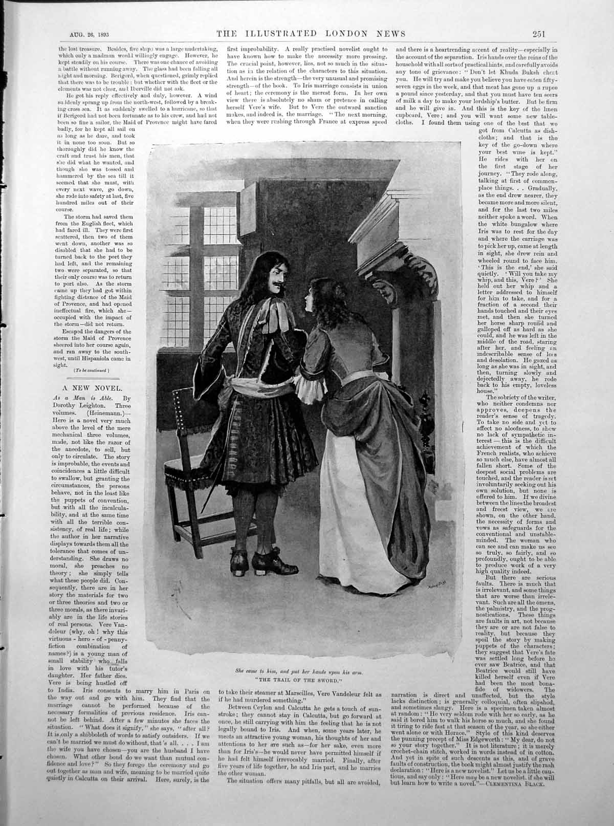 Antique Old Print Trail Sword Military Lady Man Attic Bedroom Vase Ewer 1893