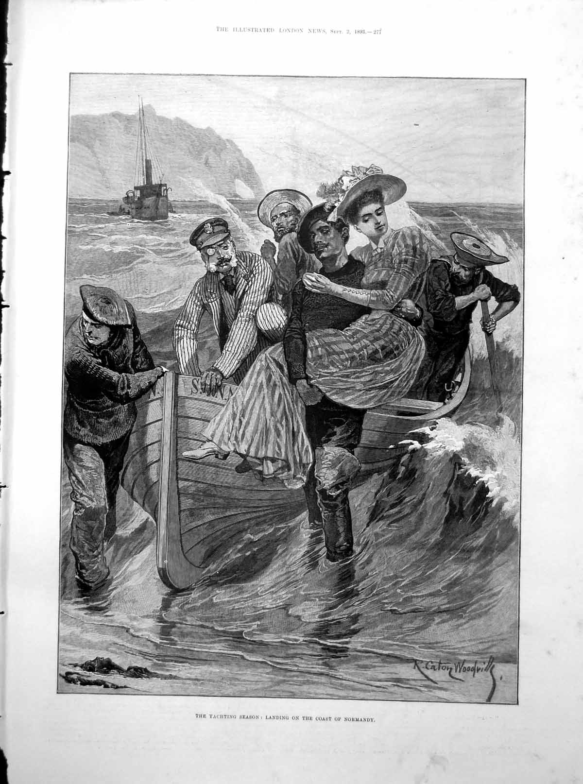 Old Yachting Season Lady Carried Rowing Boat Portraits Charcot 1893Victorian