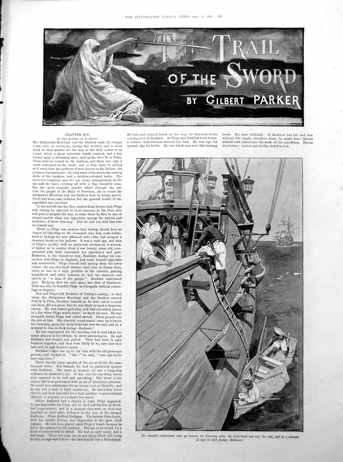 Old Trail Sword Military Climbing Aboard Ship Fight Aboard Deck 1893Victorian