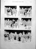 Old Print Comic Handsom Cab Man Lights Cigar Street Lamp Horse Goes 1893 19th