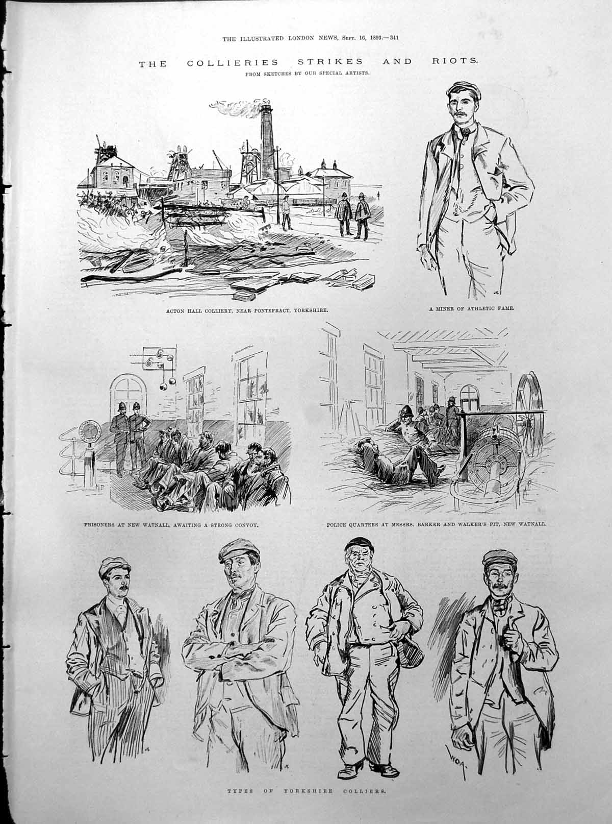 Old Collieries Strikes Riots Acton Hall Miners Portraits Peixoto 1893 19th
