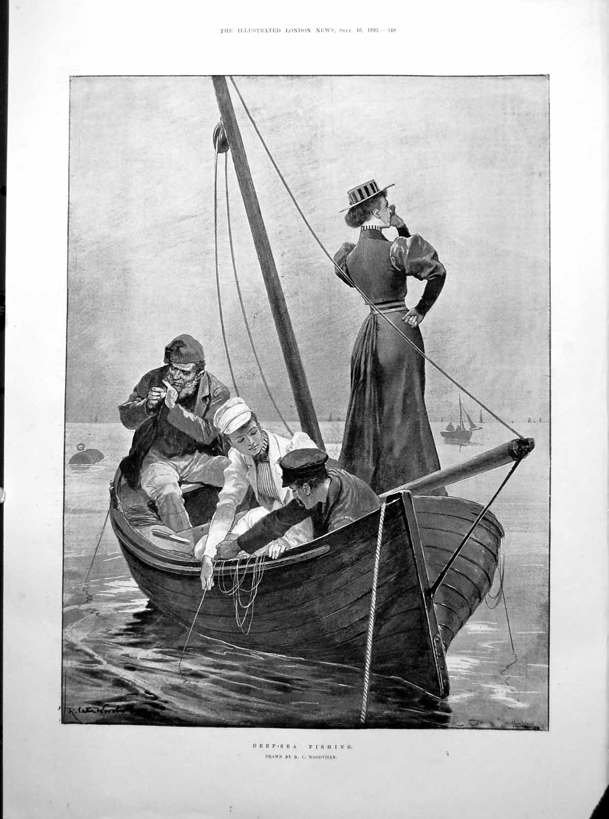 Antique Print Deep-Sea Fishing Rc Woodville Collieries Strike S Wales 1893