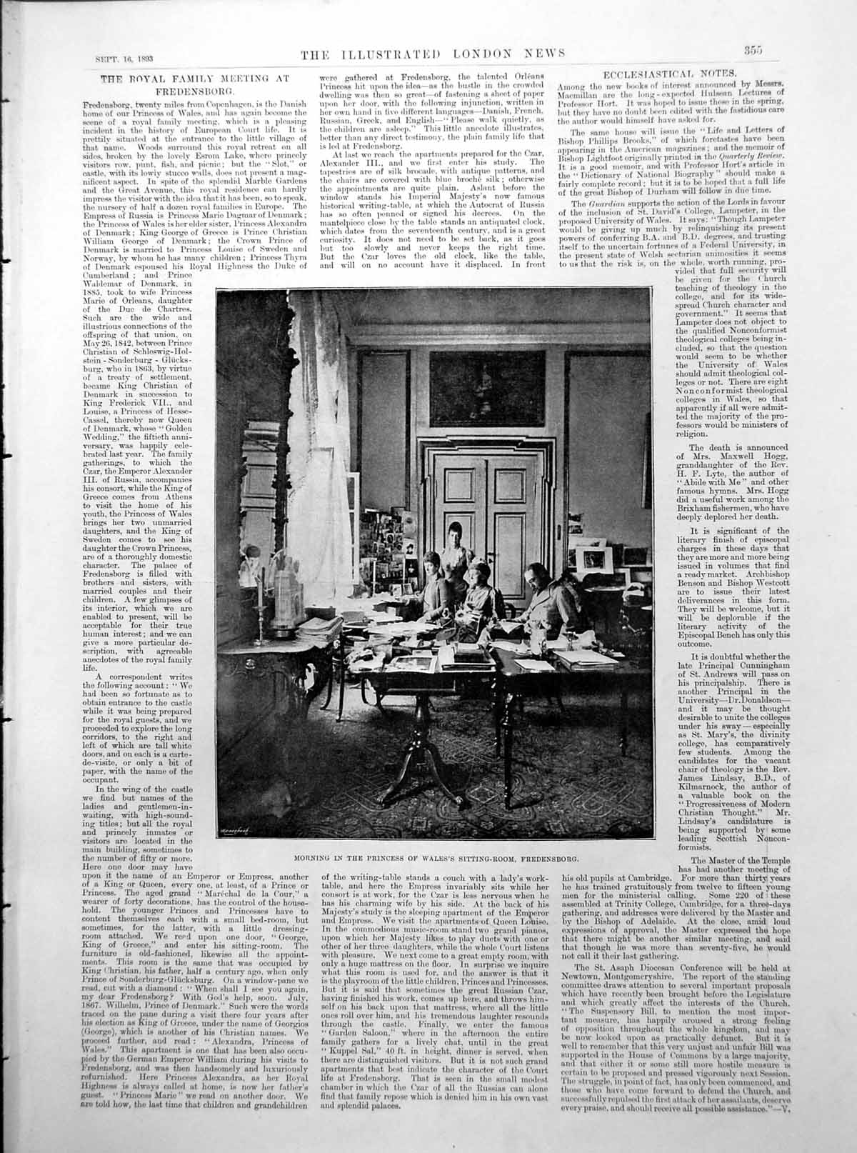 Antique Print Prince Wales Sitting Room Fredensborg Moroccos Sketches 1893