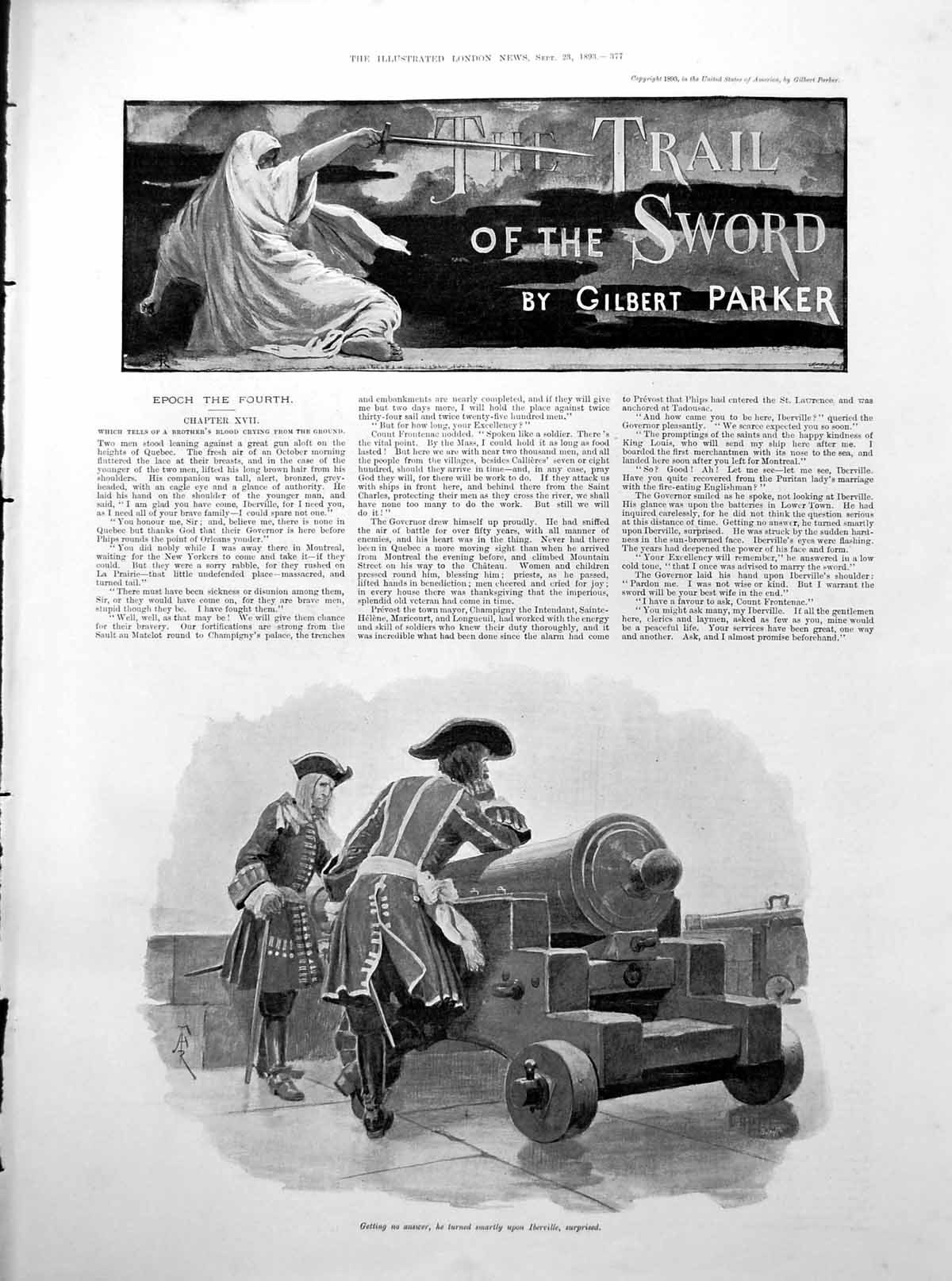 Old Antique Print A Forestier Illustration Trail Sword Siers Cannon 1893 19th