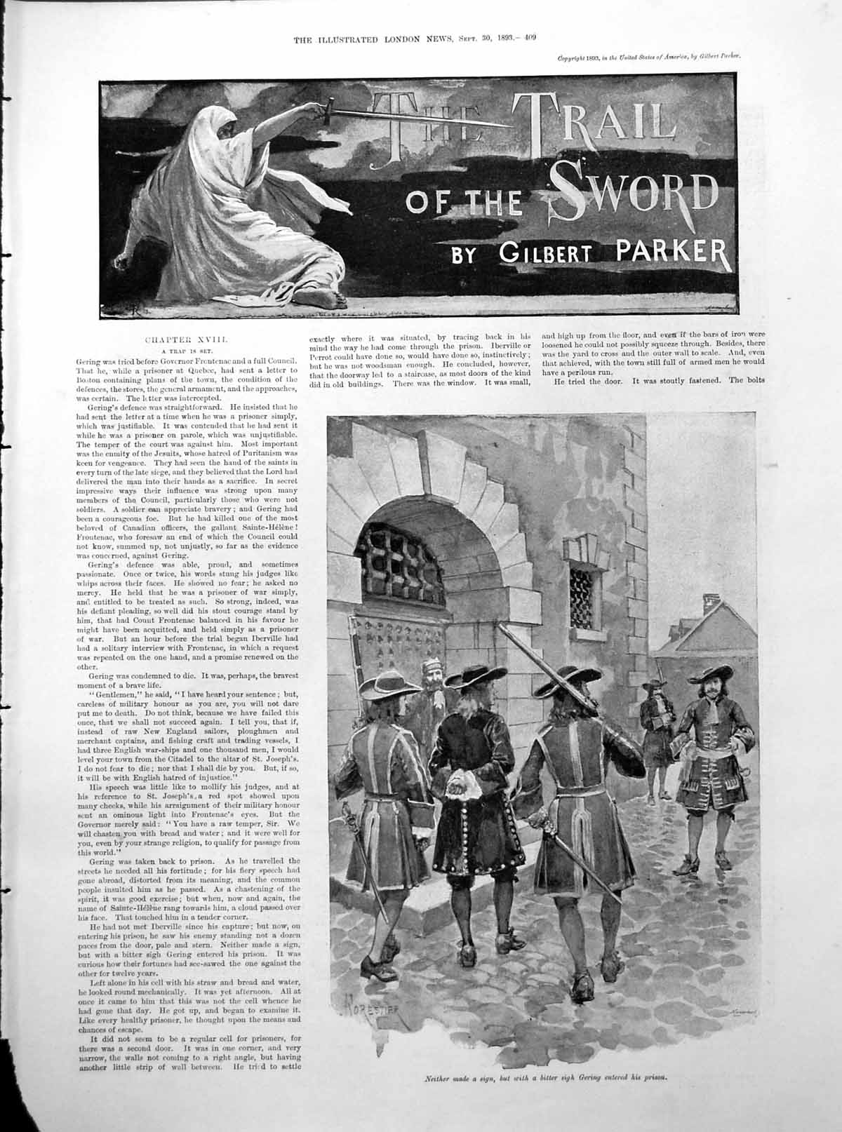 Old Trail Sword Military Prisoner Jail Men Walking Forest Armed 1893Victorian