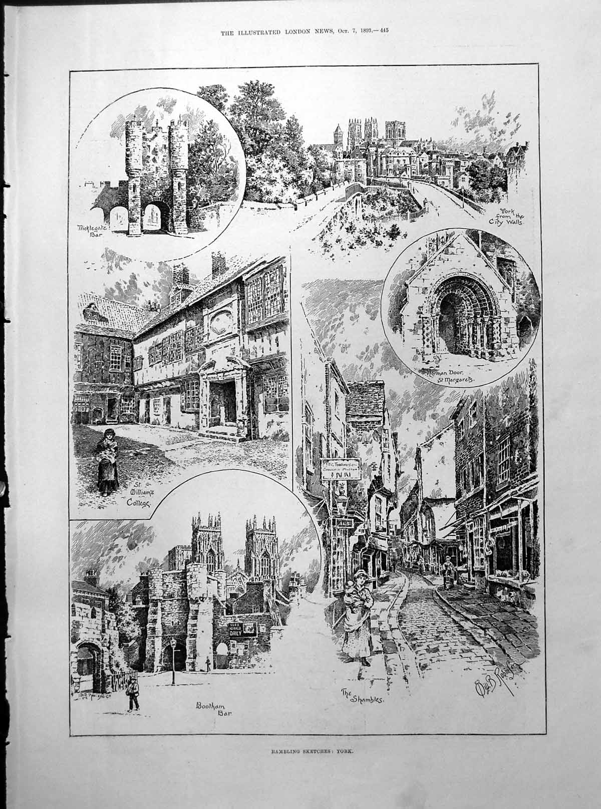 Old Print York St Williams College Bootham Bar Morocco Wazan People 1893 19th