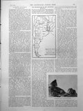 Antique Old Print Argentina Map Moving Stone Insurrection Street Scenes 1893