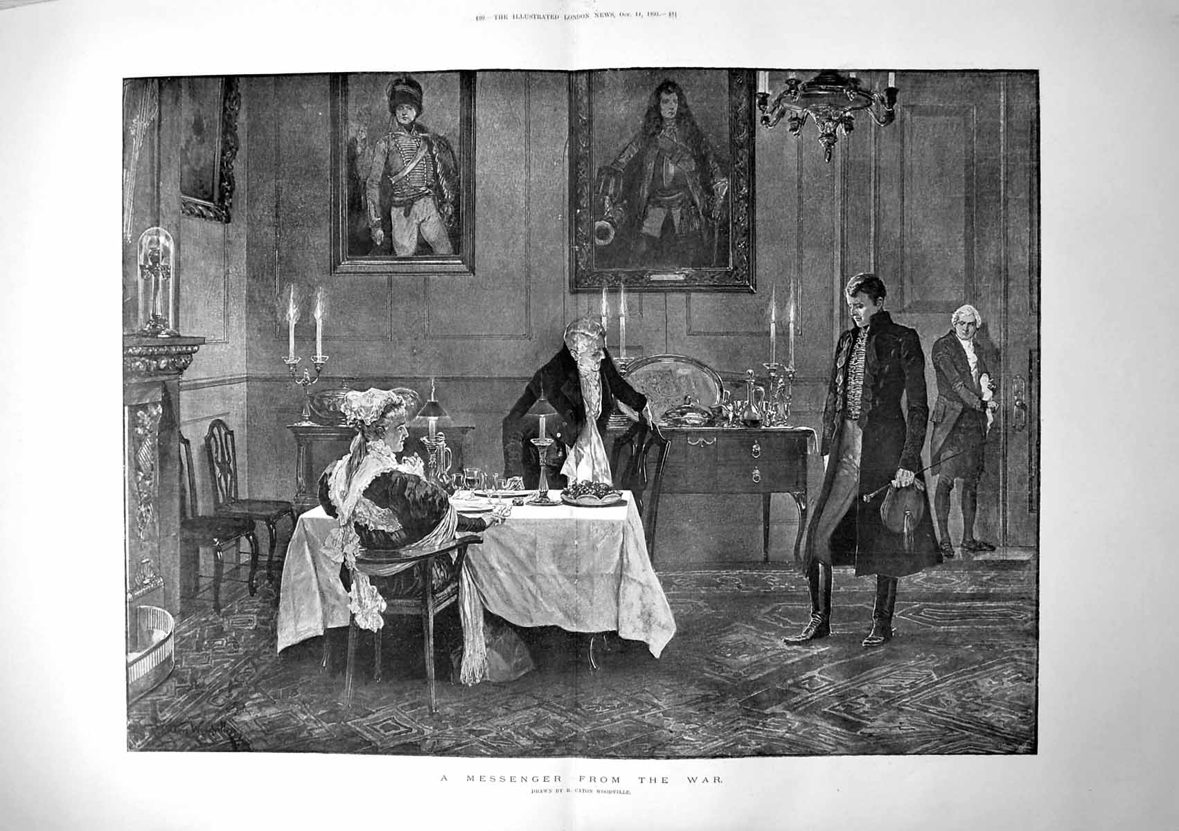 Antique Print Messenger From The War R Caton Woodville Elderly Couple 1893