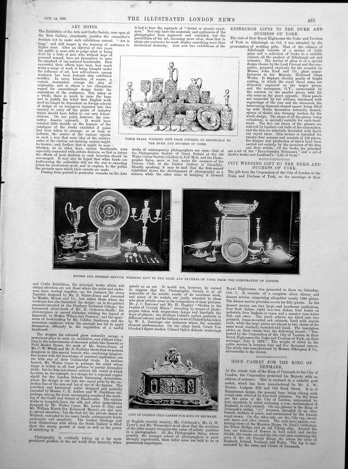 Old Print Wedding Gifts Duke Duchess York Nottingham Colliery Food 1893 19th