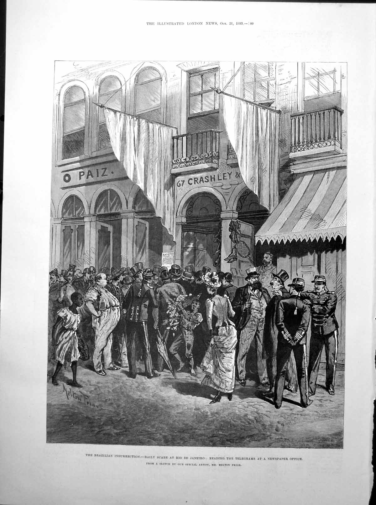 Antique Print Brazilian Insurrection Rio De Janeiro Marshall Macmahon 1893