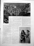 Antique Print War Widow Story Lady Comforting Woman Man Milking Cows 1893 19th