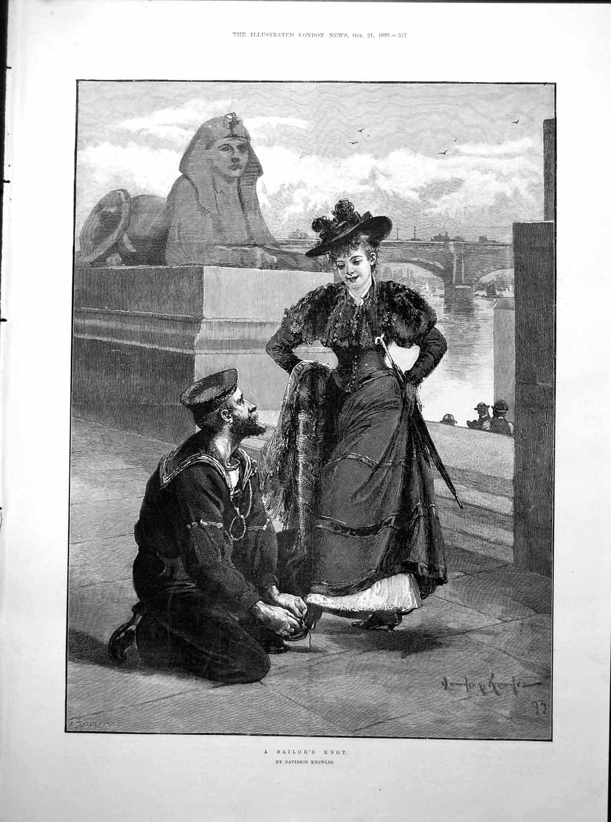 Old A Sailor'S Knot Davidson Knowles Sailor Tying Shoelace Lady 1893 Victorian