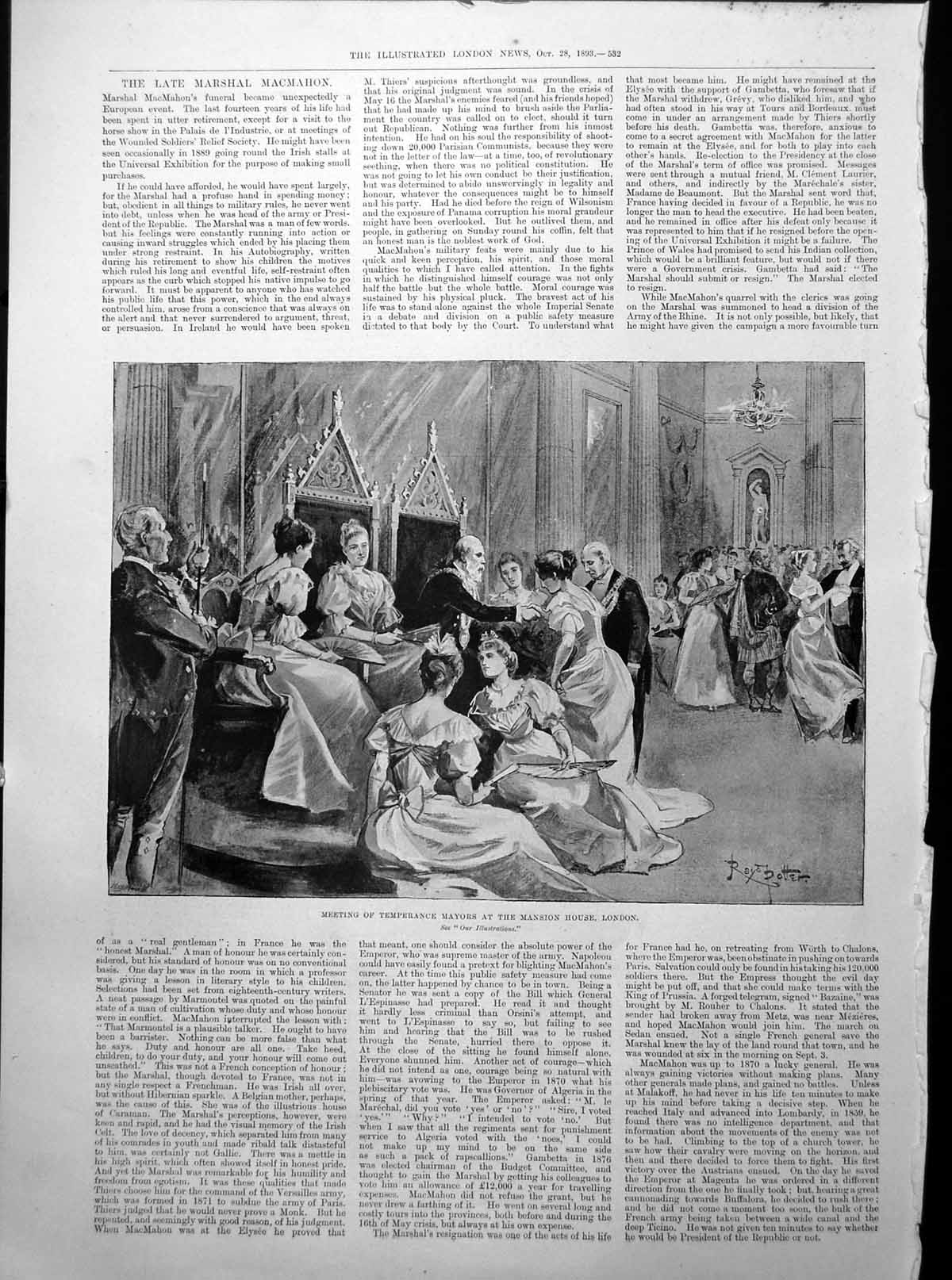 Antique Old Print Temperance Mayors Mansion House London Royal Cyclists 1893