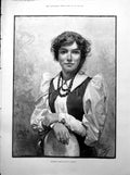 Old Print Brunetta Aj Johnson Lady Tambourine Cat Show Lord Vivian 1893 19th