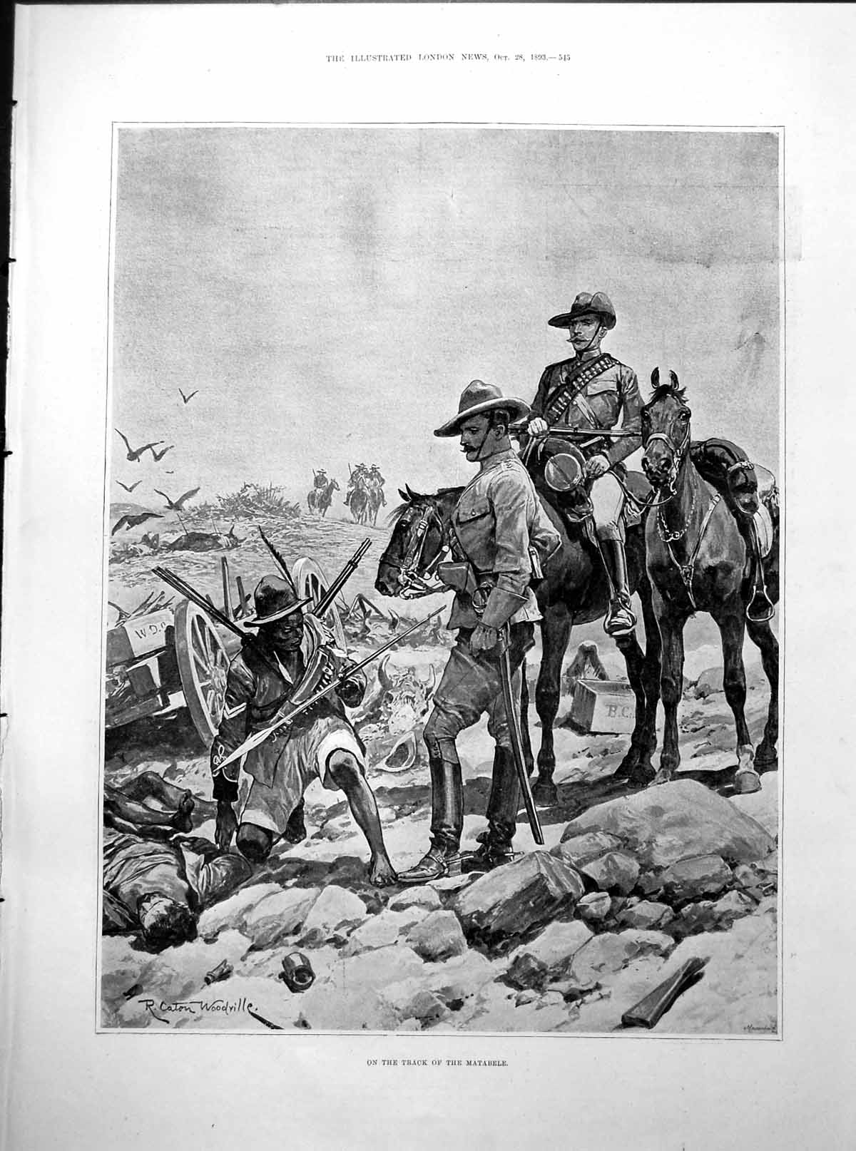 Old Print Tracking Matabele Military Elderly Couple Little Minister 1893 19th